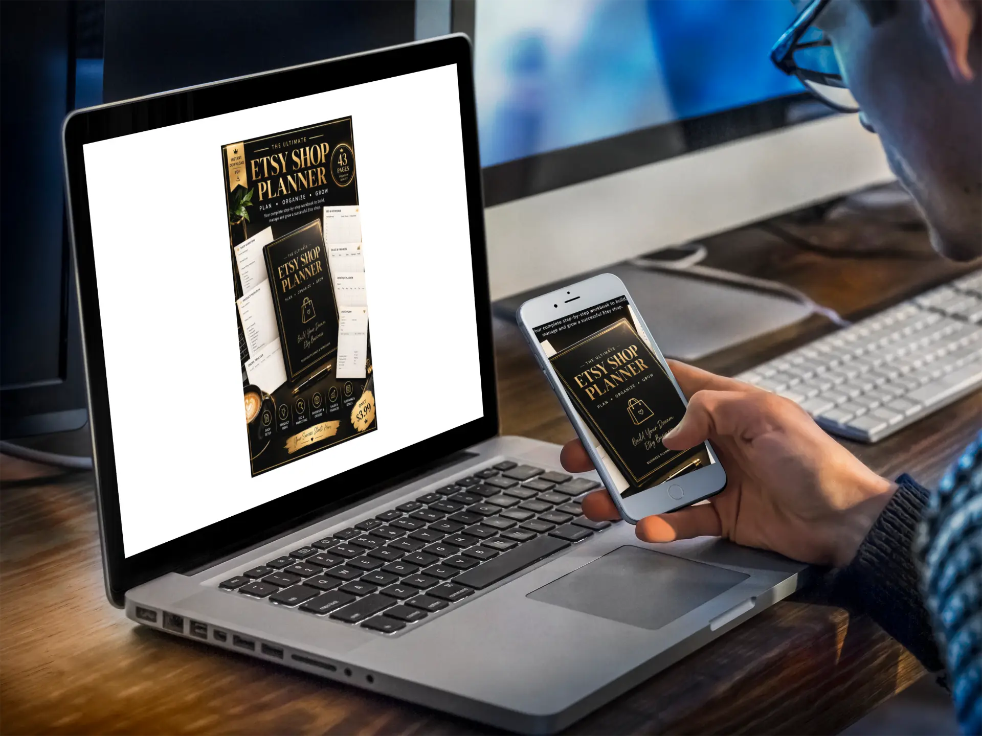 Planner on laptop and phone
